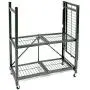 Origami 3 Shelf Foldable Storage Unit on 3'' Caster Wheels, Unfolds in 5 Seconds, Holds up to 750 Pounds, Metal Organizer Wire Rack, 29'' x 13'' x 36'', Heavy-Duty - Pewter