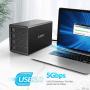 ORICO 4 Bay USB 3.0 to SATA External Hard Drive RAID Enclosure Support 64TB, 2.5/3.5 inch HDD SSD Enclosure Built-in 150W Power/Dual Chip for Enterprise Data Storage Backup (Support RAID)