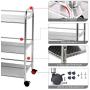 YKEASE 3-Shelf Shelving Units on Wheels Stainless Steel Kitchen Cart Microwave Stand - Bathroom Garage Storage Shelves 24 Inches Wide