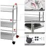 YKEASE 3-Shelf Shelving Units on Wheels Stainless Steel Kitchen Cart Microwave Stand - Bathroom Garage Storage Shelves 24 Inches Wide
