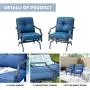 LOKATSE HOME 2 Pieces Outdoor Conversation Furniture Patio Bistro Armchair Set Metal Single Dining Chairs with Cushion, Blue