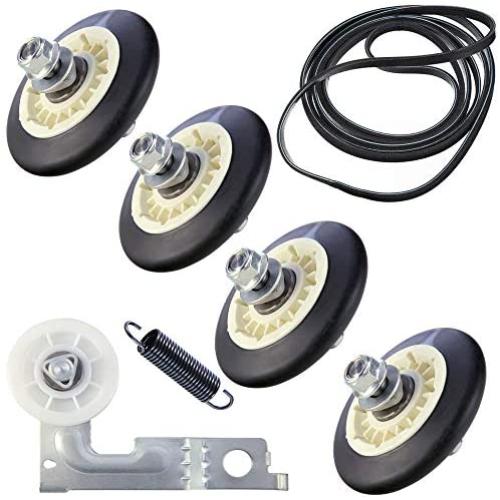 Upgraded Dryer Repair Kit Compatible with LG Kenmore Dryers Includes 4581EL2002C Dryer Drum Roller Assembly 4400EL2001A Dryer Belt and 4561EL3002A Dryer Motor Idler Pulley，Pictures 6, 7 are Fit Models