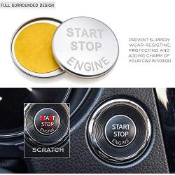 Ceyes Silver Engine Start Stop Button Cover Ignition Start Button Cover Trim Ignition Switch Button Metal Sticker Push to Start Button Switch Cover for Nissan Qashqai X-Trail Rogue for Infiniti