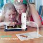 Wireless Digital Microscope, Pancellent 1080P 50X to 1000X Magnification Microscopy with 8 LED, USB Handheld Camera with Light Compatible for iPhone Android, iPad Windows Mac(White)