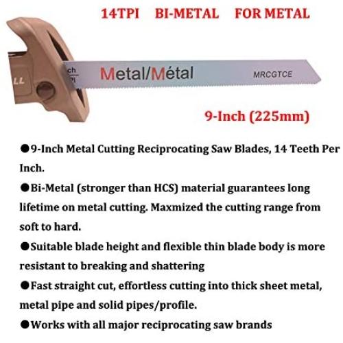 10 Piece 9” 14-TPI Thick Metal Cutting Reciprocating Saw Blades
