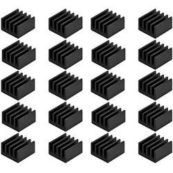 Easycargo 20pcs Small Mini Heatsink Kit + Thermal Conductive Adhesive Tape, Mini Cooler Aluminum Heat Sink for Cooling VRM GPU Stepper Driver MOSFET VRam Regulators (8.8mmx8.8mmx5mm)