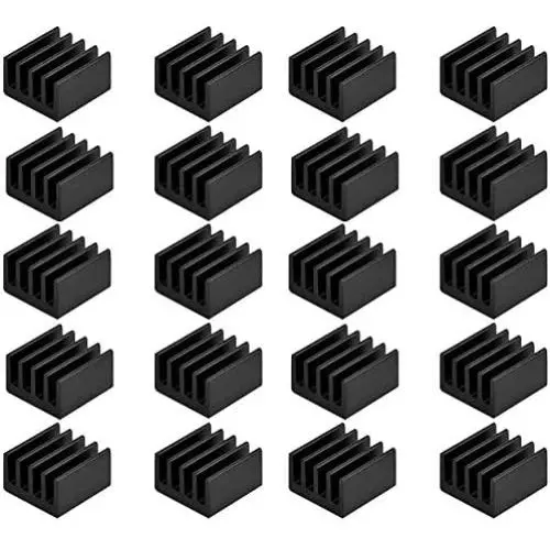 Easycargo 20pcs Small Mini Heatsink Kit + Thermal Conductive Adhesive Tape, Mini Cooler Aluminum Heat Sink for Cooling VRM GPU Stepper Driver MOSFET VRam Regulators (8.8mmx8.8mmx5mm)