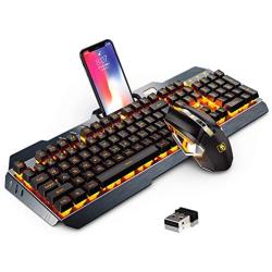 Rechargeable Keyboard and Mouse,Suspended Keycap Mechanical Feel Metal Panel Gaming Keyboard Mouse Combo,3800mAh Large Capacity Lithium Battery,Anti-ghosting (Black)