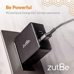 zutBe USB-C PD and USB-A QC 3.0, 48W Foldable Travel Charger for iPhone 12, 11, X, iPad Pro, Pixel, Samsung Galaxy S10, S20, Tab, Switch [Be Charitable, Powerful, Safe, Compatible, Confident]