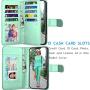 Tekcoo Wallet Case for iPhone 12 Mini / iPhone12 Mini (5.4 inch) 2020 Luxury ID Cash Credit Card Slots Holder Carrying Pouch Folio Flip PU Leather Cover [Detachable Magnetic Hard Case] - Turquoise