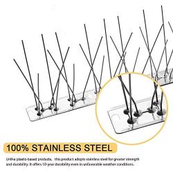 OFFO Bird Spikes with Stainless Steel Base, Durable Bird Repellent Spikes Arrow Fence Kit for Deterring Pigeon, Crows and Woodpeckers, 24 Feet(7.4M)