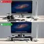 Vaydeer USB3.0 Wireless Charging Aluminum Monitor Stand Riser Support Transfer Data and Charging,Keyboard and Mouse Storage Desk Organizer up to 27inch for Computer MacBook PC (Black）