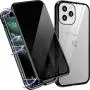 Anti Peeping Magnetic Case for iPhone 7plus/8plus, Privacy Case with Clear Double Sided Tempered Glass [Magnet Absorption Metal Bumper Frame] 360°Protection for iPhone 7plus/8plus-Black