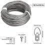 Picture Hanging Kit - 100 Feet Stainless Steel Hanging Wire, 60 Pcs D Ring Picture Hangers with Screws and 60 Pcs Aluminum Crimping Loop Sleeve for Hanging Paintings Photos