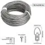 Picture Hanging Kit - 100 Feet Stainless Steel Hanging Wire, 60 Pcs D Ring Picture Hangers with Screws and 60 Pcs Aluminum Crimping Loop Sleeve for Hanging Paintings Photos