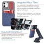 Dockem Wallet Case for iPhone 12 Mini: Built-in Metal Plate for Magnetic Mounting & 1 Credit Card Holder Slot: 5.4'' Luxe M2, Canvas Style Synthetic Leather (Blue and Grey)
