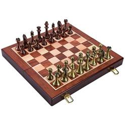 LINWEI Chess Set, Chess Board Set,International Chess Set Wooden Games Chessboard Metal Parts Folding Chessman Entertainment Table Game