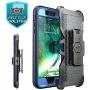 i-Blason Magma Series Case for iPhone 8 Plus 2017/iPhone 7 Plus, Heavy Duty Protection Full Body Bumper Case with Built-in Screen Protector, Includes Removable Beltclip Holster (MetallicBlue)