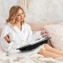 LORYERGO Laptop Lap Desk - Adjustable Laptop Stand with 8 Angles & Dual Cushions, Lap Table Fits up to 15.6 Inch Laptops, Portable Laptop Desk with Handle for Bed, Sofa or Car