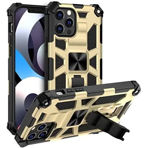 Saputu Compatible with iPhone 12 Pro Max Case, | Military Grade | Invisible Built-in Kickstand and Metal Plate, Anti-Scratch Shockproof Bumper Drop Tested Protective Cover (Gold) Saputu Compatible with iPhone 12 Pro Max Case, | Military Grade | Invisible Built-in Kickstand and Metal Plate, Anti-Scratch Shockproof Bumper Drop Tested Protective Cover (Gold)