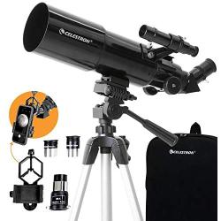 Celestron - 80mm Travel Scope - Portable Refractor Telescope - Fully-Coated Glass Optics - Ideal Telescope for Beginners - Bonus Astronomy Software Package - Digiscoping Smartphone Adapter