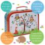 Lucy Locket Woodland Animals Metal Tea Set & Carry Case Toy (14 Piece Tea Set for Children) Red, Blue, Green Tea Set Toy