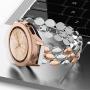 TOTOUTHS Compatible with Samsung Galaxy 42mm/Galaxy Watch 3 41mm Band Women Bracelet Replacement for Galaxy Active 2 40mm 44mm/Gear S2 Classic/Gear Sport Metal Strap Wristband 20mm (Rose Gold+Silver)