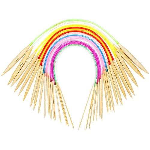18 Pairs Circular Knitting Needles Set, Vancens Premium Bamboo Knitting Needles with Colorful Plastic Tube, 5 Kind of Tools for Weave are Included, 18 Sizes: 2mm - 10mm, 16 Inches Length