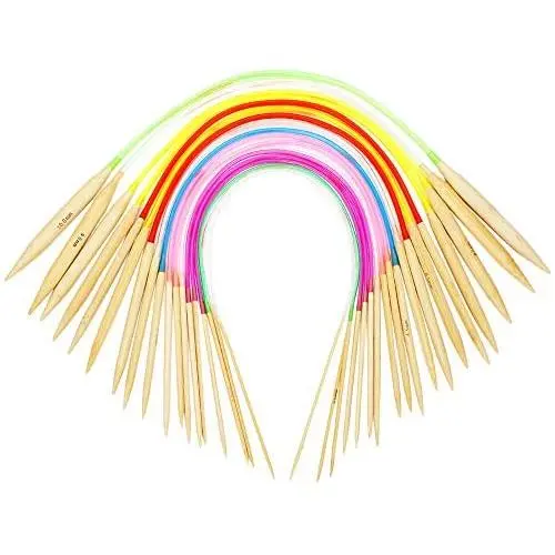 18 Pairs Circular Knitting Needles Set, Vancens Premium Bamboo Knitting Needles with Colorful Plastic Tube, 5 Kind of Tools for Weave are Included, 18 Sizes: 2mm - 10mm, 16 Inches Length 18 Pairs Circular Knitting Needles Set, Vancens Premium Bamboo Knitting Needles with Colorful Plastic Tube, 5 Kind of Tools for Weave are Included, 18 Sizes: 2mm - 10mm, 16 Inches Length
