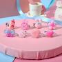 PinkSheep Little Girl Jewel Rings in Box, Adjustable, No Duplication, Girl Pretend Play and Dress Up Rings (24 Lovely Ring)