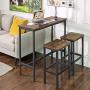 VASAGLE ALINERU Bar Table, Narrow Rectangular Bar Table, Kitchen Table, Pub Dining High Table, Sturdy Metal Frame, 39.4 x 15.7 x 35.4 Inches, Easy Assembly, Industrial Design, Rustic Brown