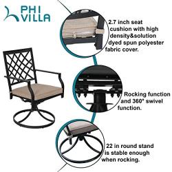 PHI Villa Patio Swivel Chair Outdoor Metal Dining Chairs Patio Furniture Sets Garden Backyard Cushion All-Weather - 2 PC