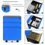 Dprodo 3 Drawers Mobile File Cabinet with Lock, Metal Filing Cabinet for Legal & Letter Size, Locking File Cabinet for Home & Office Full-Extension Drawers, Blue