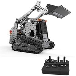 Yamix RC Truck Building Kits 2.4G 10 Channel Remote Control Truck, 1153 Pieces Metal RC Front Loader Bulldozer Construction Vehicle DIY Assembly RC Forklift Building Blocks - SW(RC)-008