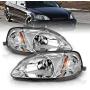 AmeriLite Chrome Replacement Headlights Set For 99-00 Honda Civic - Passenger and Driver Side