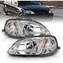 AmeriLite Chrome Replacement Headlights Set For 99-00 Honda Civic - Passenger and Driver Side