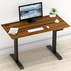 SHW Electric Height Adjustable Computer Desk, 48 x 24 Inches, Walnut