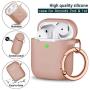 AirPods Case Cover Keychain, Full Protective Silicone AirPods Accessories Skin Cover for Women Girl with Apple AirPods Wireless Charging Case,Front LED Visible-Milk Tea