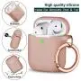 AirPods Case Cover Keychain, Full Protective Silicone AirPods Accessories Skin Cover for Women Girl with Apple AirPods Wireless Charging Case,Front LED Visible-Milk Tea