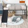 Twin Loft Beds for Kids, Metal Loft Bed with Slide, No Box Spring Required, Black