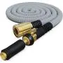 TITAN 150FT Garden Hose - All New Expandable Water Hose with Triple Latex Core 3/4'' Easy Removal Solid Brass Fittings Expanding Extra Strength Fabric Flexible Hose with Jet Nozzle and Washers (G)