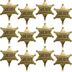 Metal Sheriff Badge Bronze Western Cowboy Badge Deputy Sheriffs Toy Badges for Halloween and Party Favors Costume Prop (12 Pieces)