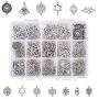 PH PandaHall 195pcs 13 Style Connector Beads Charms Tibetan Antique Silver Flower Heart Charms Pendants Beads Connector for DIY Dangling Earrings Necklace Bracelet Making