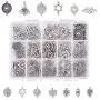 PH PandaHall 195pcs 13 Style Connector Beads Charms Tibetan Antique Silver Flower Heart Charms Pendants Beads Connector for DIY Dangling Earrings Necklace Bracelet Making PH PandaHall 195pcs 13 Style Connector Beads Charms Tibetan Antique Silver Flower Heart Charms Pendants Beads Connector for DIY Dangling Earrings Necklace Bracelet Making