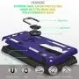 Moto G7 Case, Moto G7 Plus Case with HD Screen Protector, Gritup 360 Degree Rotating Metal Ring Holder Kickstand Armor Anti-Scratch Bracket Cover Phone Case for Motorola Moto G7 Purple