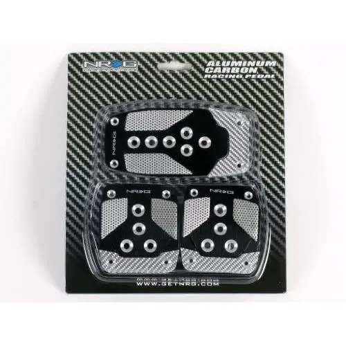 NRG Innovations PDL-400BK Black Aluminum Sport Pedal with Silver Carbon MT