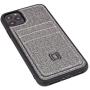 Dockem iPhone 11 Pro Max Luxe M2T Wallet Case (6.5''): Built-in Invisible Metal Plate for Magnetic Mounting with Canvas Style Synthetic Leather 2 Card Slots [Grey]