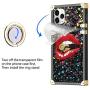 Wollony for iPhone 11 Pro Max Case with Ring Holder Square Edge for Women Retro Flower Soft Protective Kickstand Case Metal Reinforced Corners Shockproof Cover for iPhone 11 Pro Max 6.5'' Black Lips
