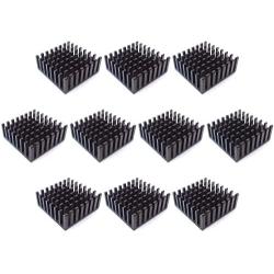 Easycargo 10pcs 25mm Heatsink Kit 25x25x10mm + 3M 8810 Thermal Conductive Adhesive Tape, Cooler Aluminum Heat Sink for Cooling Raspberry Pi 4 GPU IC Chips LED (25mmx25mmx10mm)