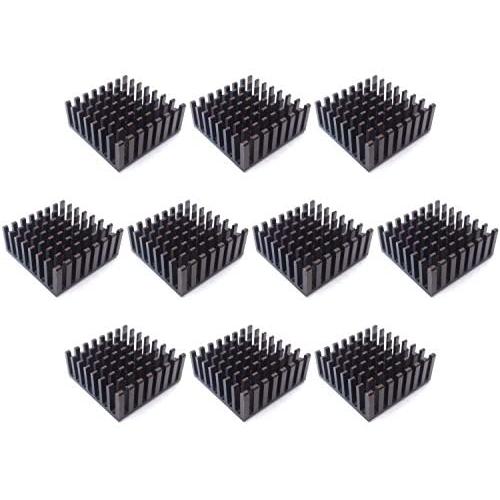 Easycargo 10pcs 25mm Heatsink Kit 25x25x10mm + 3M 8810 Thermal Conductive Adhesive Tape, Cooler Aluminum Heat Sink for Cooling Raspberry Pi 4 GPU IC Chips LED (25mmx25mmx10mm)